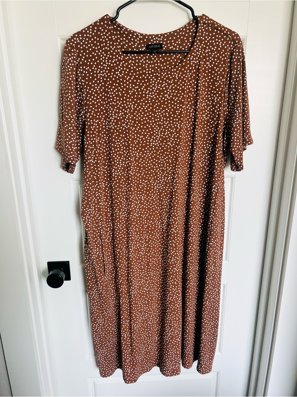 J. Jill Wearever Rust Brown Polka Dot Midi Dress